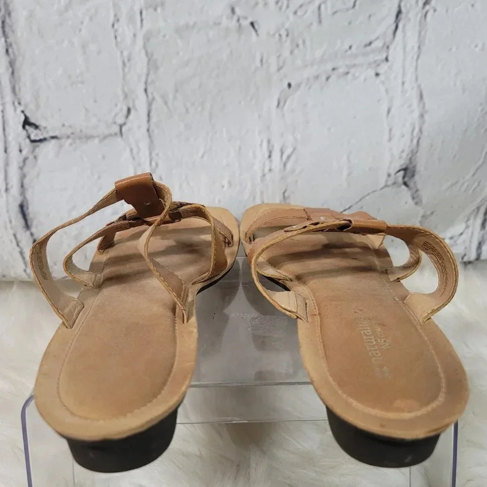 NATURALIZER N5 Comfort Sandals Womens Sz 11‎ Tan Slip On Summer Shoe Backless